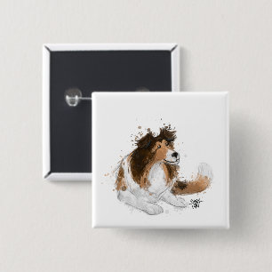 Sheldon de Sheltie Vierkante Button 5,1 Cm