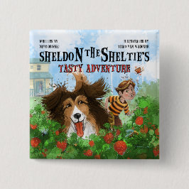 Sheldon de Sheltie Vierkante Button 5,1 Cm