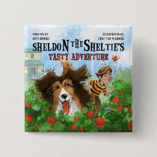 Sheldon de Sheltie Vierkante Button 5,1 Cm