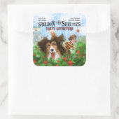 Sheldon de Sheltie Vierkante Sticker (Tas)