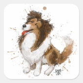 Sheldon de Sheltie Vierkante Sticker (Voorkant)