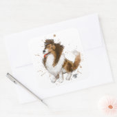 Sheldon de Sheltie Vierkante Sticker (Envelop)