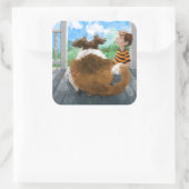 Sheldon en David ontspannen Vierkante Sticker (Tas)