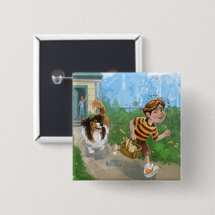 Sheldon en Davie Adventure Vierkante Button 5,1 Cm
