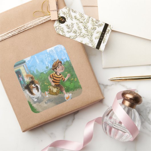 Sheldon en Davie Adventure Vierkante Sticker (Geschenken)