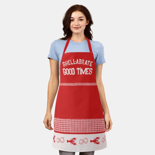 Shell-abrate Good Times Casual Seafood Gingham Schort (Gedragen)