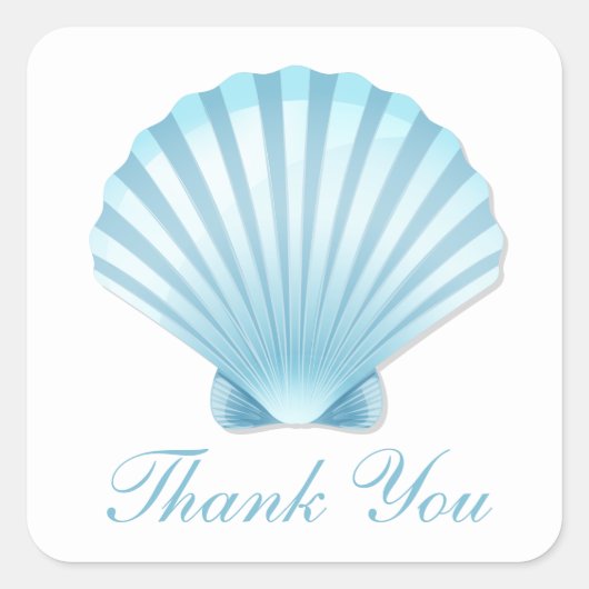 Shell Beach Blue Nautical Wedding Dank u Vierkante Sticker (Voorkant)