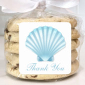 Shell Beach Blue Nautical Wedding Dank u Vierkante Sticker