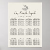Shell Beach Ocean Bruiloft 12 Tafel Zitkaarten Poster (Voorkant)