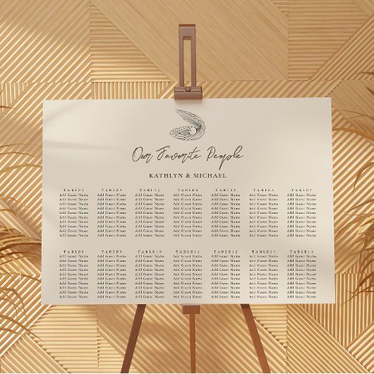Shell Beach Ocean Bruiloft 14 Tafel Zitkaarten Poster