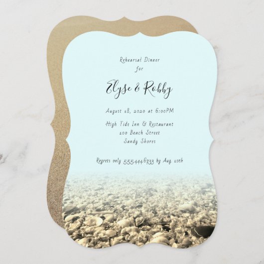 Shell Beach repesal Dinner Custom Invitation Kaart (Voorkant / Achterkant)