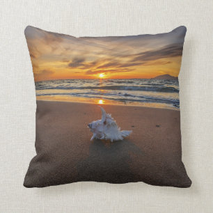 Shell bij het strand op zonsondergang eiland Kos Kussen