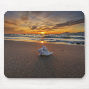 Shell bij het strand op zonsondergang eiland Kos Muismat