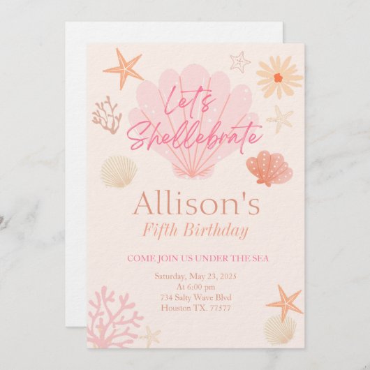 Shell Birthday Invitation (Devant / Derrière)