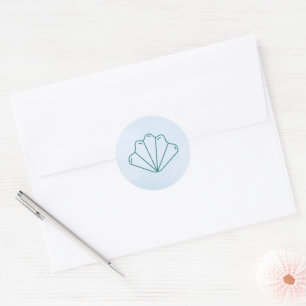 Shell Blau Strand Zomer Huwelijk Ronde Sticker