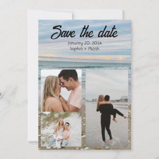 Shell blauw strand save-the-date sjabloon kaart