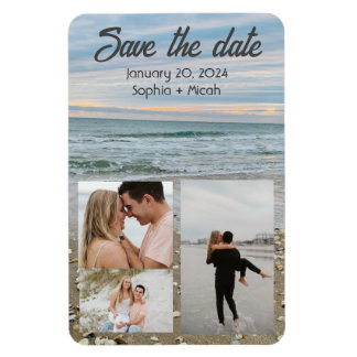 Shell blauw strandmagneet save-the-date sjabloon magneet