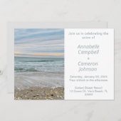 Shell Blue Beach bruiloft uitnodiging (Voorkant / Achterkant)