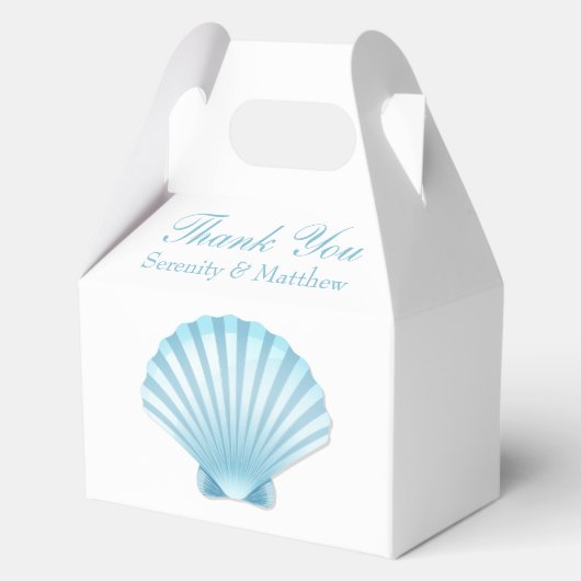 Shell Blue Nautical Beach Wedding Dank u Bedankdoosjes (Achterkant)