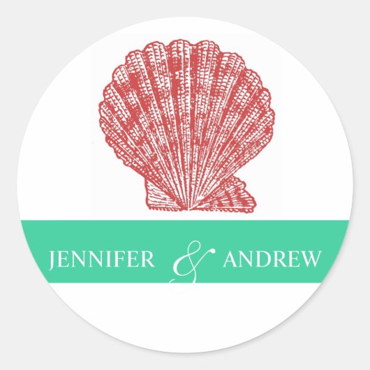Shell Bride Groom Noms Stickers Mariage (Devant)