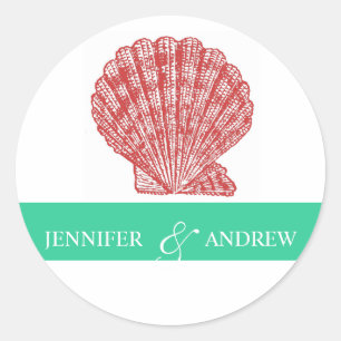 Shell Bruid Bruidegom Namen Trouwstickers Ronde Sticker