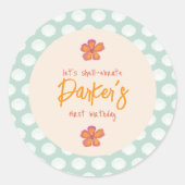 "Shell-Celebration" Kuststrand Feestthema Ronde Sticker (Voorkant)