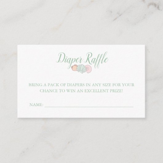 Shell Diaper Raffle-behuizing Informatiekaartje (Voorkant)