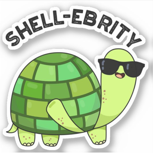 Shell-ebrity Funny Celebrity Tortoise Pun Sticker (Voorkant)