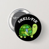 Shell-fie Funny Tortoise Selfie Pun Dark BG Ronde Button 5,7 Cm (Voorkant /achterkant)