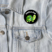 Shell-fie Funny Tortoise Selfie Pun Dark BG Ronde Button 5,7 Cm (In situ)
