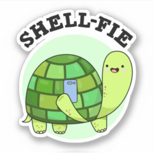Shell-fie Funny Tortoise Selfie Pun Sticker
