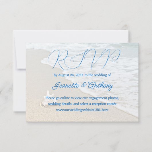 Shell in Sand Wedding Reply Online Kaarten (Voorkant)