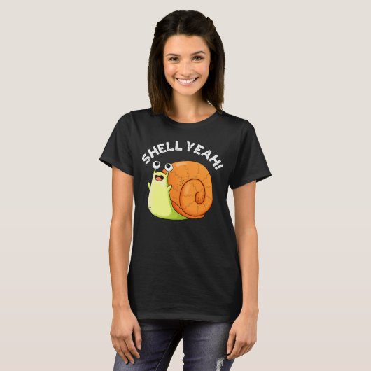 Shell Ja Funny Snail Pun Dark BG T-shirt (Voorkant volledig)