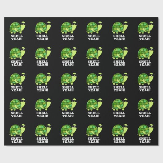 Shell Ja Funny Tortoise Pun Dark BG Cadeaupapier (Vlak)