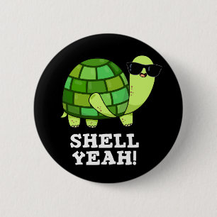 Shell Ja Funny Tortoise Pun Dark BG Ronde Button 5,7 Cm