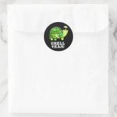 Shell Ja Funny Tortoise Pun Dark BG Ronde Sticker (Tas)