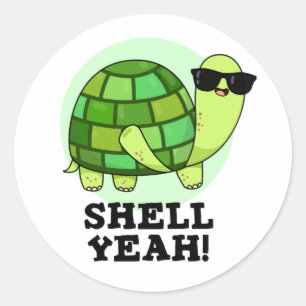 Shell Ja Grappige Tortoise Pun Ronde Sticker