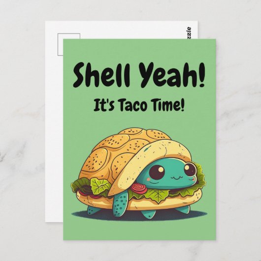 Shell Ja. Het is Taco Time. Taco Turtle Briefkaart (Voorkant / Achterkant)