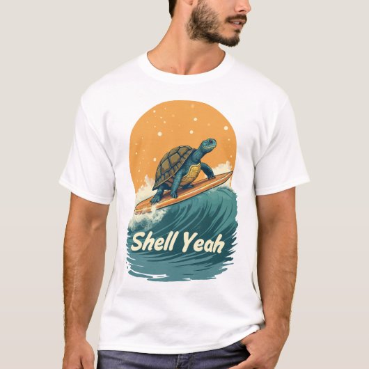 Shell ja! Surfschildpad T-shirt (Voorkant)
