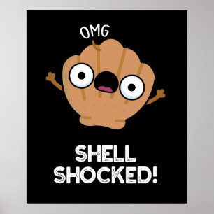 Shell liet Funny Seashell Pun Dark BG zien Poster