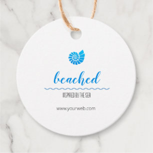 Shell Logo Beach Theme White Hang Label