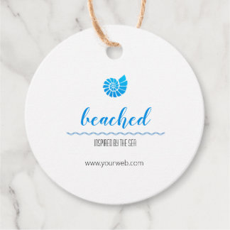 Shell Logo Beach Theme White Hang Label