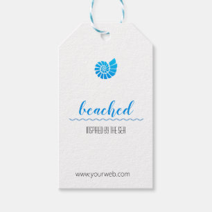 Shell Logo Blue Beach Theme White Hang Label Cadeaulabel