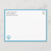 Shell Nautisch Blauw Turquoise Strandbruiloft Uitnodiging Briefkaart (Achterkant)