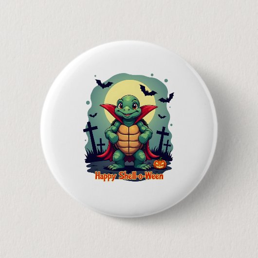 Shell-o-Ween Turtle Ronde Button 5,7 Cm (Voorkant)