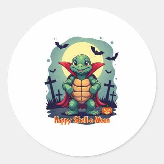 Shell-o-Ween Turtle Ronde Sticker (Voorkant)