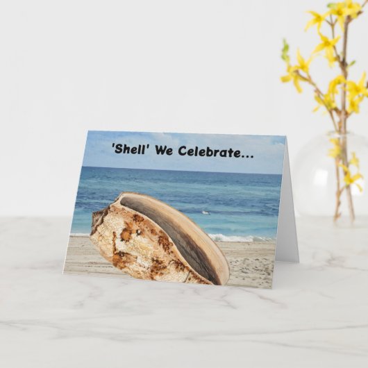Shell Ocean Zee Beach Pun Verjaardag Kaart (Gele Bloem)