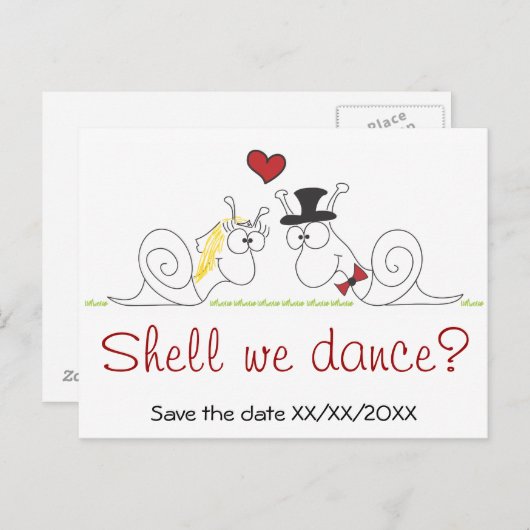 Shell, on danse ? - Enregistrer la date carte post (Devant / Derrière)