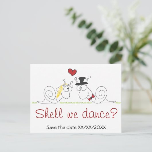 Shell, on danse ? - Enregistrer la date carte post (Debout devant)