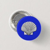 Shell ontwerp met blauwe achtergrond ronde button 3,2 cm (Voorkant /achterkant)